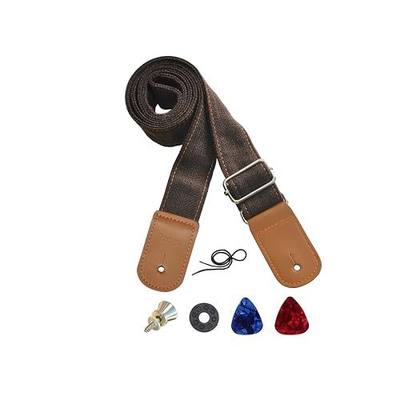 Ukulele Strap Cotton Linen Adjustable Uke Shoulder Strap with Picks Lock Button End Pin for Soprano Concert Tenor Baritone (Coffee)