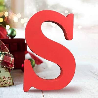 AOCEAN 6 Inch Red Wood Letters Unfinished Wood Letters for Wall Decor Decorative Standing Letters Slices Sign Board Decoration for Craft Home Party Projects (S)