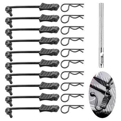 10PCS AllinRC RC Body Clips w/Pull Tabs & 4mm Hole Puncher for All 1/10 1/12 Scale Traxxas Arrma Redcat Axial Losi HSP HPI Kyosho RC Car Truck Crawler Body Shell Upgrades (1.2mm Rod Black)