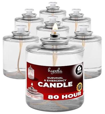 Hyoola 80 Hour Liquid Paraffin Long Burning Candles - 6 Pack - Survival and Emergency Candles