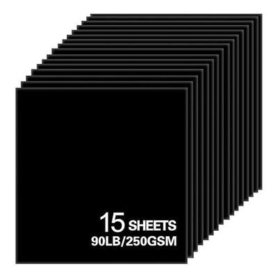 15Sheets Black Cardstock Paper, 12x12 Card stock for Cricut, Thick Construction Paper for Card Making, Scrapbooking, Craft 90 lb / 250 gsm (Black)