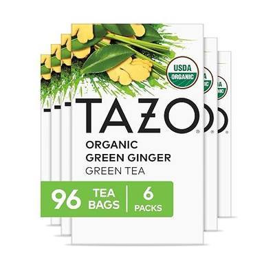 TAZO Green Ginger Organic Green Tea Bags, 96 Total Bags (16 Count 6-Pack) | Green Tea Bags 96-Pack with Ginger Root and Lemongrass for Caffeinated Hot Tea Beverage. Non-GMO Kosher Certified
