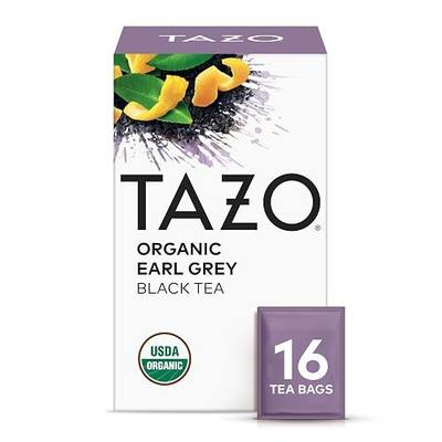 TAZO Organic Earl Grey Tea Bags, Black tea with Caffeine, 16 Total Tea Bags | Organic Black Tea Bags with Bergamot Flavor, High Caffeine Premium Tea for Morning and Afternoon Pick-Me-Up, Non-GMO