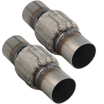 2pcs Heavy Duty Exhaust Flex Pipe Stainless Steel Double Braid 2"x 4" Overall Length 8" Long