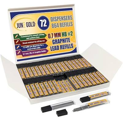 June Gold 0.7 mm, 864 Lead Refills, HB #2, 72 Dispensers/w 12 Pieces Each | Medium Thickness, Break Resistant Graphite