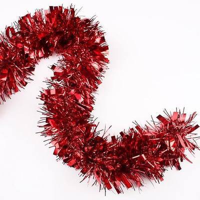 33FT Christmas Tinsel Garland,Red Shiny Metallic Foil Decorations for Parade Floats, Halloween, Christmas Tree, New Year Parties,Birthday Party,Indoor and Outdoor Disco Party Supplies