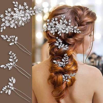 Wedding Hair Accessories: Bridal Headpiece With Hair Piece for Brides (Silver)