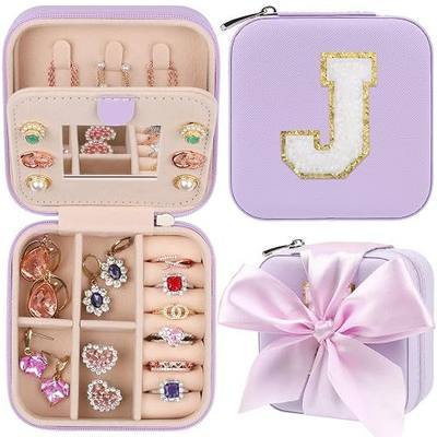CHMI Travel Jewelry Case, Purple Travel Jewelry Box, Travel Jewelry Organizer, Travel Gifts for Women Girls, Jewelry Organizer Box, Birthday Gifts for Women, Christmas Gifts for Teens Girls - J