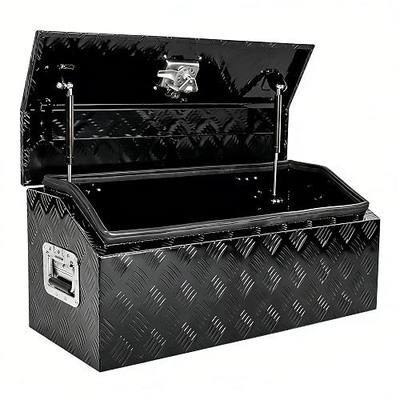 Aluminum Trailer Tongue Tool Box, 30 Inch A-Frame Trailer Toolbox with 5 Bar Diamond Plate, Dome Lid, Gas Strut, Lock & Keys, Weatherproof Trailer Storage Box for Pickup Truck Flatbed RV