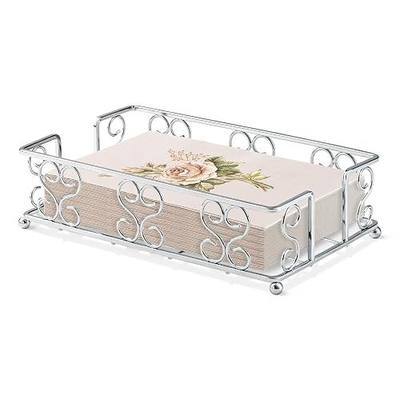 Stainless Steel Napkin Holder for Table, Silver Guest Towel Holder Tray | Flat Metal Napkin Holder for Bathroom Paper Towel Dispenser for Bathroom, Table, Kitchen Countertop, Dinner Table, Vanity