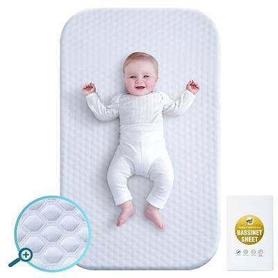VaVaSoo Bassinet Mattress Protector, 29''x15''- Fit for Dream on Me, Ingenuity, Chicco, Ultra Soft Bassinet Sheet for Baby Girl & Boy, Breathable Mattress Topper, 1 Pack