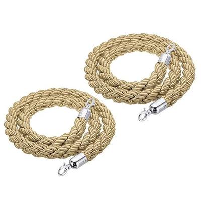 PATIKIL Stanchion Rope, 2 Pack 1.5m/5Ft Barrier Rope Twisted Post Ropes with Snap Hooks for Posts Stands Queue Divider Crowd Control of Hotel, Silver Hook, Champagne Gold Rope