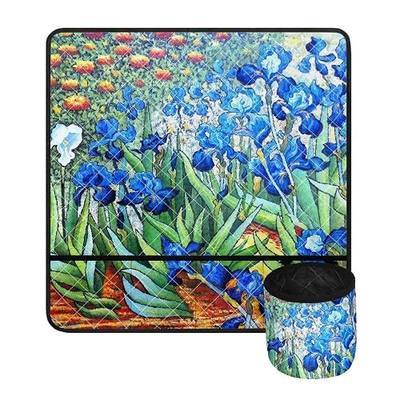 Irises Sewing Machine Mat with Pockets Lightweight Non Slip Sewing Machine Pad Organizer to Reduce Noise Waterproof Sewing Machine Muffling Mat Madam Sew