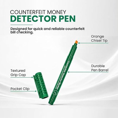 Counterfeit Money Detector Pen- 30 Pack Counterfeit Pen, 25% More Ink,Green | Money Marker Bill Detector Pen, With 25% More Ink, For Accurate Currency Validation, Essential Tool for Cash Fraud Prevention