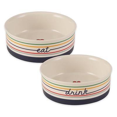 Bone Dry Ceramic Food Bowls, Non-Slip & Dishwasher Safe, Medium Set, 6x2 Eat/Drink
