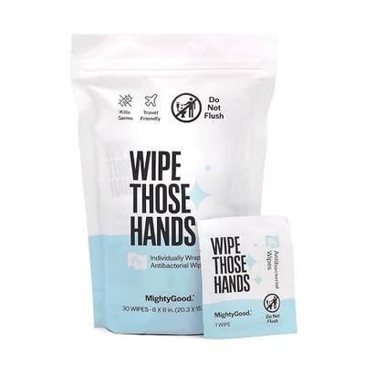 Wipe Those Hands On-The-Go Hand Sanitizing Wipes, 1 Pack of 30, Unscented | Individually Wrapped Travel Wipes, Alcohol-Free, Fragrance-Free, Kills Germs Fast, Travel Essentials