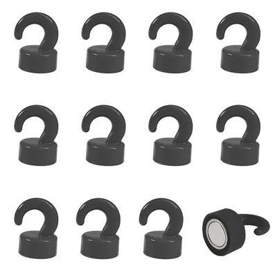 Mini Magnetic Hooks, Small But Strong Magnets for Hanging Lights Jewelry Ornaments Keys, Tiny Magnetic Hooks for Refrigerator Locker Metal Door Cabinet, 8Lbs Holding Capacity Black 12PCS