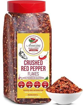 Crushed Red Pepper Flakes 12oz Hot Chili Flake Seasoning for Pizza Pasta | Spicy kick for chili, soups, marinades, stir fry & garlic oil. All natural, no preservatives. Resealable bulk bag.