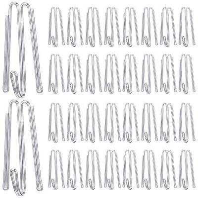 Blulu 60 Pcs Pinch Pleat Hooks Stainless Steel 4 Prongs Pleated Drapery Hooks Traverse Pleater Curtain Clasp and Pin Tools for Window Door Bathroom French Pleat Drapes