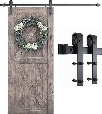 SMARTSTANDARD 6.8 FT Barn Door Hardware Kit -Fits 40" Wide Door Panel | Sliding Barn Door Track, Smooth and Quiet, Easy to Install, Includes Step-by-Step Installation Instructions (J Shape Hanger)