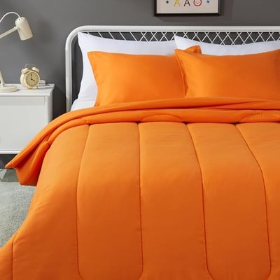 Amazon Basics 2-Piece Soft Microfiber Kid's Comforter and Pillow Sham Set, Twin, Dinosaurs, Animal Print
