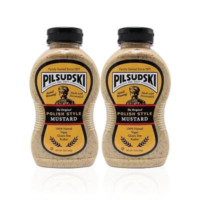 Pilsudski Brand Polish Mustard with Horseradish - All Natural - 12oz (2 Pack) Squeeze Bottle Gluten Free