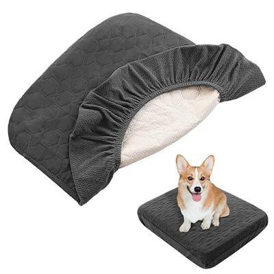 nanbowang Waterproof Dog Bed Covers Replacement Washable Pet Hair Easy to Remove, Dog Pillow Cover Quilted, Pet Bed Cover Lovely Puppy Bed Cover for Dog/Cat (20X30X6 (1pack), Dark Grey)