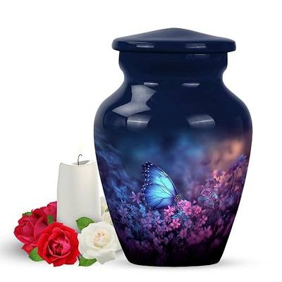 YATSKIA Purple Butterfly Decorative Memorial Urns for Human Ashes Adult Female, Mini Memorial Keepsake Urn for Ashes Adult Male, (Pack of 1, 3 Inch)