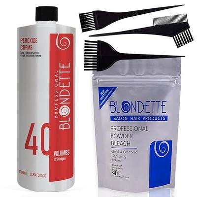 Blondette Salon Professional Dust-Free Blue Hair Powder Bleach 460 g + Professional Peroxide Creme (1L)