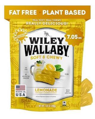 Wiley Wallaby Lemonade Licorice Candy, Soft & Chewy, 7.05oz, 1Pk | Australian-Style with Sweet Citrus Flavor and Mild Tang, Plant-Based, Perfect for Everyday Snacking