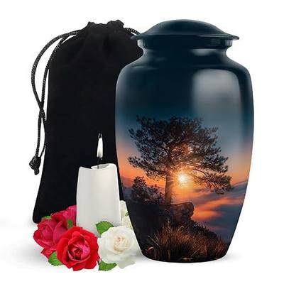 YATSKIA Sunset Urns for Human Ashes Adult Female, Burial Urn for Ashes Adult Male, Decorative Memorial Urn, (Large Urn, 10 Inch)
