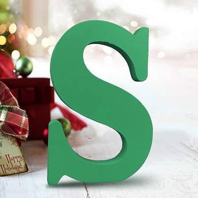 AOCEAN 6 Inch Green Wood Letters Unfinished Wood Letters for Wall Decor Decorative Standing Letters Slices Sign Board Decoration for Craft Home Party Projects (S)