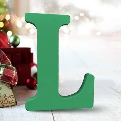 AOCEAN 6 Inch Green Wood Letters Unfinished Wood Letters for Wall Decor Decorative Standing Letters Slices Sign Board Decoration for Craft Home Party Projects (L)