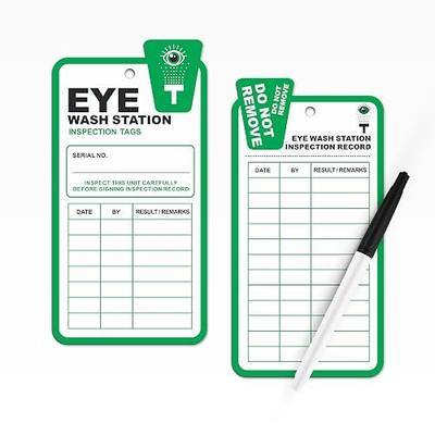 Eye Wash Station Inspection Tags 25 Pack, Plastic Eyewash Inspection Safety Tags, Yearly Monthly Weekly Inspection Records Tag for Eye Wash Station, OSHA Eye Wash Tags Cards Plastic