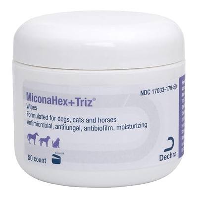 MiconaHex+Triz Wipes, 2.25" round for Dogs, Cats and Horses, 50 count jar | Antibiofilm, Moisturizing; Packaging May Vary