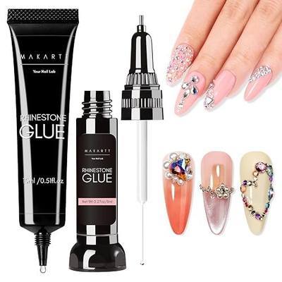 Makartt Nail Rhinestone Glue Kit: Precision Gap Filling Gel for Charms Gems | 30-Day Hold, UV Gel with precision dual tip and brush, Suitable for Large Charm,Crystals, Tiny Gems, One set for DIY practice