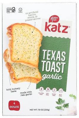Katz Gluten Free, Frozen, Texas Toast Garlic Gluten Free, 7.8 Ounce