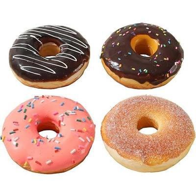 Joeabor Fake Donut 4 Pack Artificial Doughnut for Decoration Realistic Fake Food for Display Faux Dessert Party Decorations Photography Props