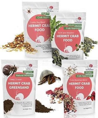 Snout and Shell Hermit Crab Food Bundle (Farm and Meadow, Fruity Breakfast Blend, Crabby Bug Blend, Greensand)