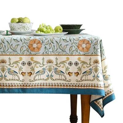 patdrea Vintage French Linen Tablecloth,Rectangular,118"x67"-Wensel | Italian Provencal Long Table Cloth for Rectangle Table,Colorful Floral Print,Dining Room Tea Party Thanksgiving Decor