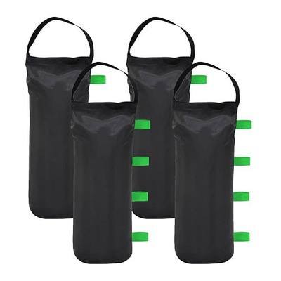 145 LBS Canopy Weights Sand Bags, 4-Pack Sand Bags for Weight Outdoor Advertising Tent Sunshade Fixed Windproof Pop up Canopy Tent Weights (Black-Green Straps)