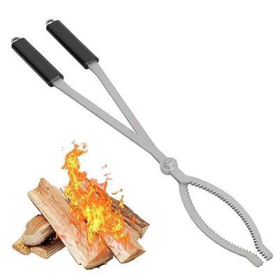 28" Fire Tongs Log Grabber for Fire Pit, Stainless Steel Fireplace Tools Firewood Tongs Outdoor Indoor Camfire Fire Pit Bonfire Tools Heavy Duty Moves Firewood Safely