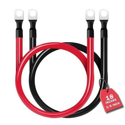 MotorbyMotor 4 Gauge Battery Cable, 18 Inch Battery Cable 4 AWG with 3/8'' Terminals, Pure Copper Power Inverter Cables for Car Marine Solar ATV RV Lawn Mower Motorcycle, Positive or Negative Wire