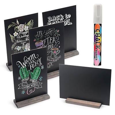 Mini Chalkboard Signs with Stand - 6 PCS Vintage Wooden Tabletop Chalkboard Sign - 6 x 9 Inch Small Message Chalk Board Food Menu Sign, Wedding Decorative Chalkboard Table Signs