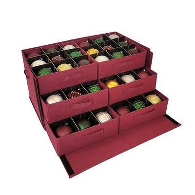 612 Vermont Christmas Ornament Storage Box, Adjustable Acid-Free Dividers | Holds 54 – 4 Inch Ornaments (SB-40042-VT)