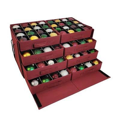 Christmas Ornament Storage Box, Adjustable Acid-Free Dividers | Holds 128 – 3 Inch Ornaments (SB-40043-VT)
