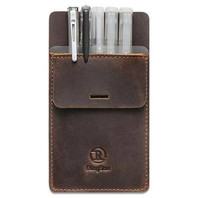 Ringsun Pocket Protector for Men, Full Grain Leather Pen Protect Holder for Heavy Duty Shirts, Lab Coats, Holds Pens, Pointers, Cards, Hold 8 Pens, Pocket Protectors for Pens and Pencils