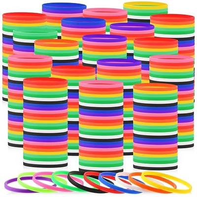 Liliful 400 Pcs Silicone Wristbands Solid Color Silicone Bracelets Blank Rubber Sports Rubber Wristbands Bracelets Stretch Bands for Adults Men Women Teen(Colorful)
