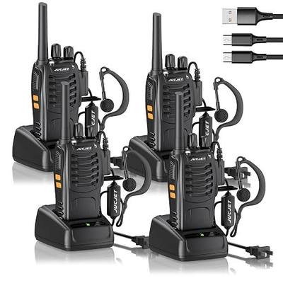 H888S (4 Pack) Walkie Talkies Handheld Two Way Radio with Original Earpieces, 2-Way Radios UHF Handheld Transceiver Walky Talky, with 2-in-1 Type-C Charging Cable&Charging Station(4 Pack)