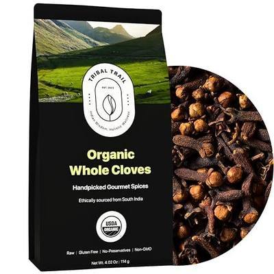 Tribal Trail Organic Cloves Whole | 4.02 oz | USDA Organic & Non-GMO | Ethically Sourced Spices from South India | Recyclable Kraft Bags | Best for Cooking, Cocktails, Smoothies & Baked goods